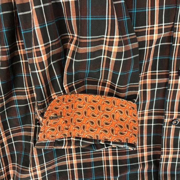 Cinch Western Shirt L Large Button Up Long Sleeve Flip Cuff Plaid Logo Men's - Picture 8 of 12